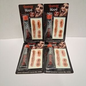 Fun World Vampire Fake Blood & Tattoos 1 Oz Tubes Lot of (4) Cos Play NEW